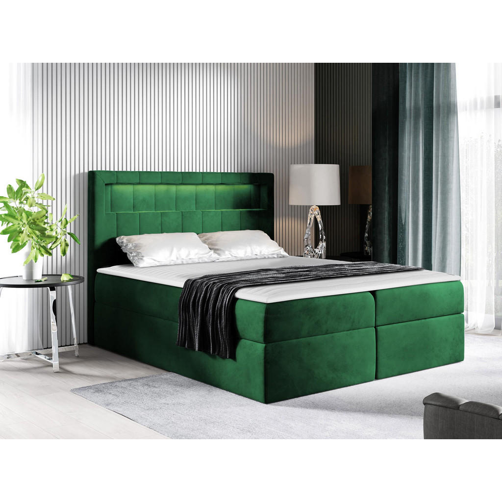 Thumbnail - Mirjan24 Boxbett, Grün, Textil, H3, Höhe ca. 22 cm, Rechteckig, 120x200 cm, Schlafzimmer, Betten, Boxspringbetten