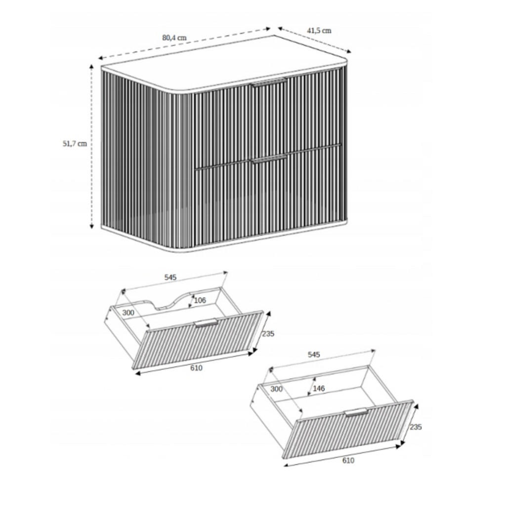 Thumbnail - 3XE Living Badezimmerschrank,, Weiß, Kunststoff, 2 Schubladen, 80.4x51.7x41.5 cm, Badezimmer, Badezimmerschränke, Waschb...