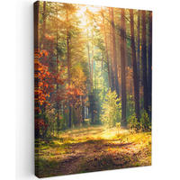 LEINWANDBILD Wald - Herbst - Bäume 30x40 cm - Dunkelgrün, Textil (30/40cm) - MuchoWow