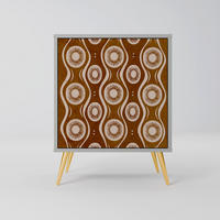 SIDEBOARD BROWN EYES, Grau, 57,5x42x75,5 cm, Goldfarbene Metallfüße - Goldfarben/Multicolor, Holzwerkstoff/Metall (57.5/75.5/42cm) - SpaceRebels