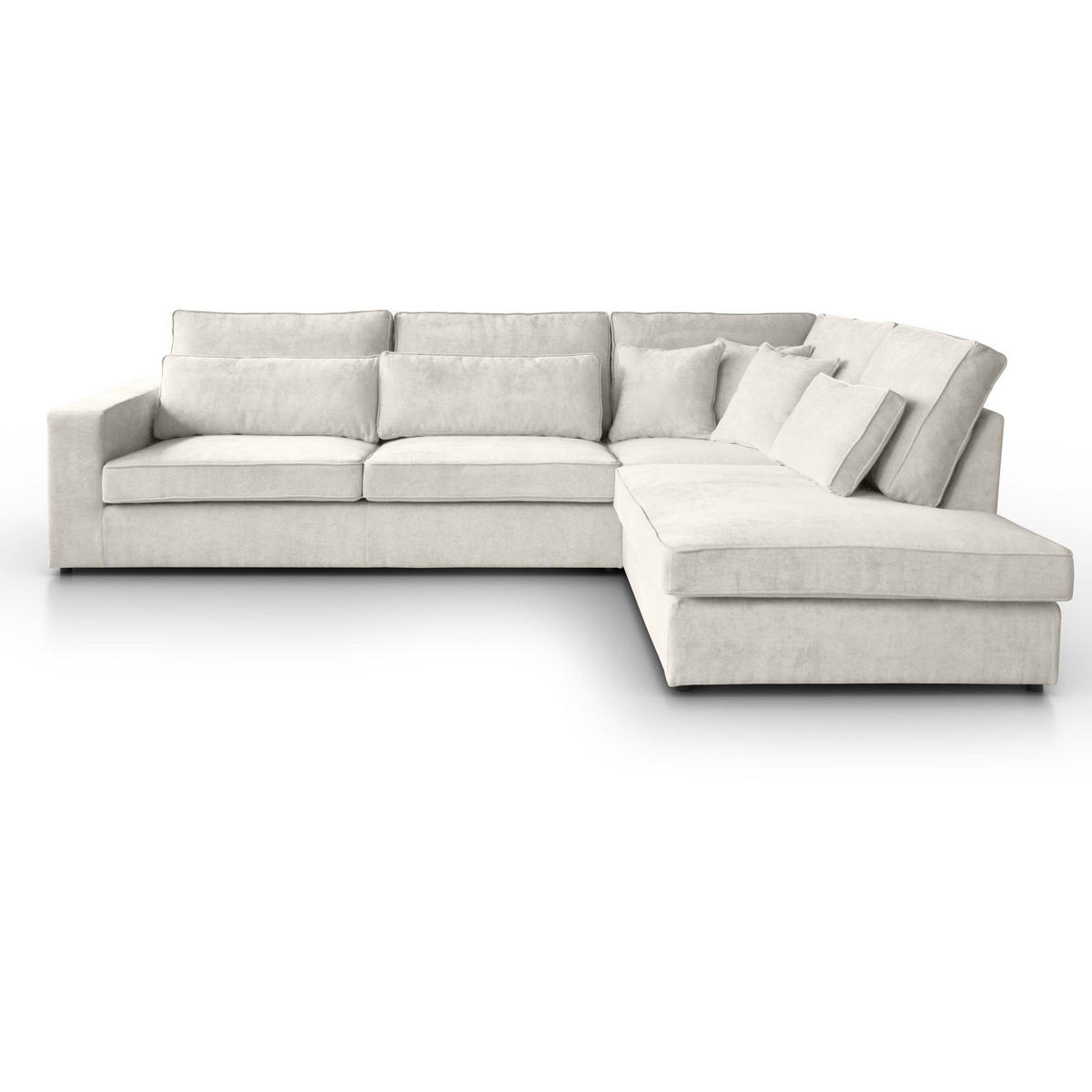 ECKSOFA Parma ohne Schlaffunktion beige rechts - Beige/Schwarz, Textil (314/224cm) - Beautysofa