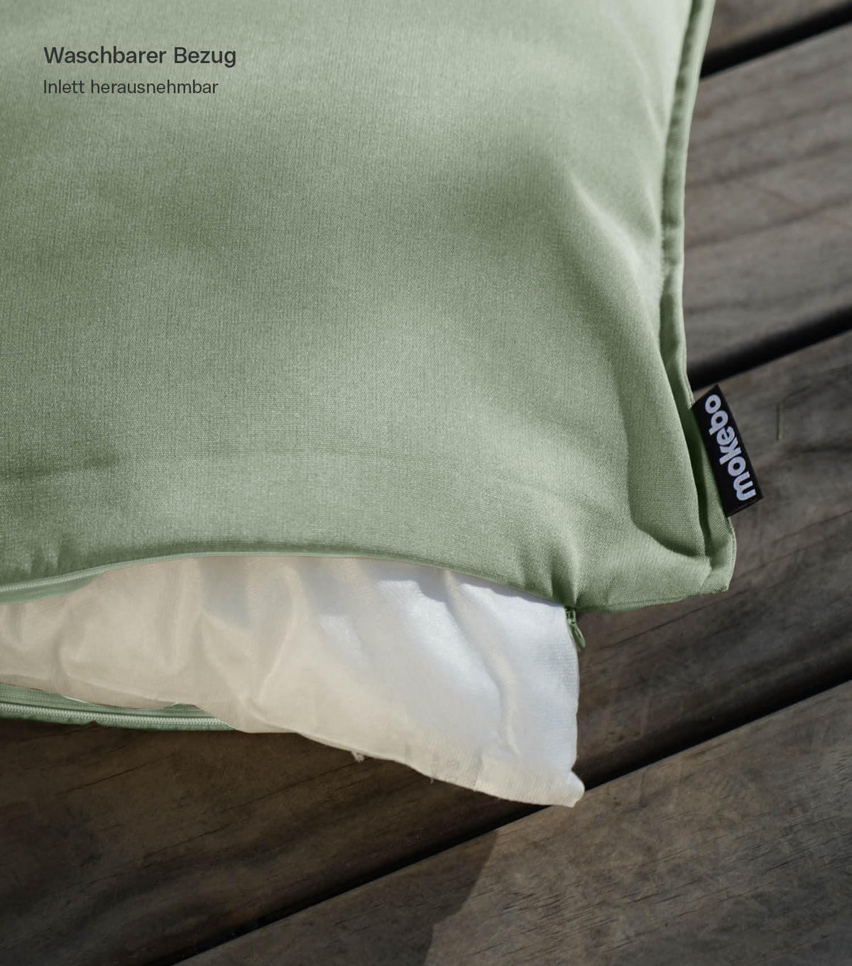 OUTDOORKISSEN SET Das Ruhepolster - Hellgrün, Textil (50/6cm) - Mokebo