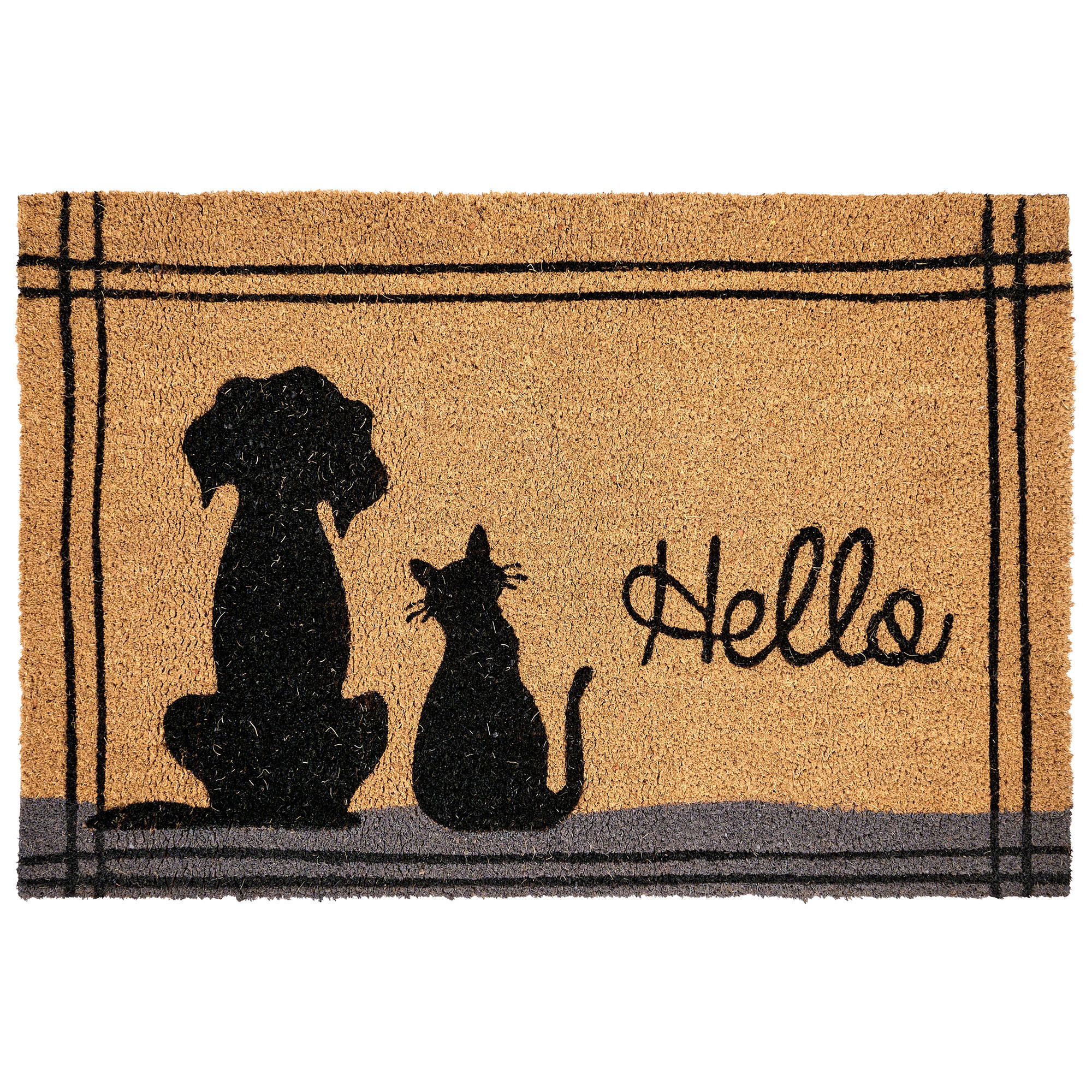 FUSSMATTE Naturfarben 60/90 cm Katze Hund Kokosfasern Maragang - Naturfarben, Textil (60/90cm) - Beliani