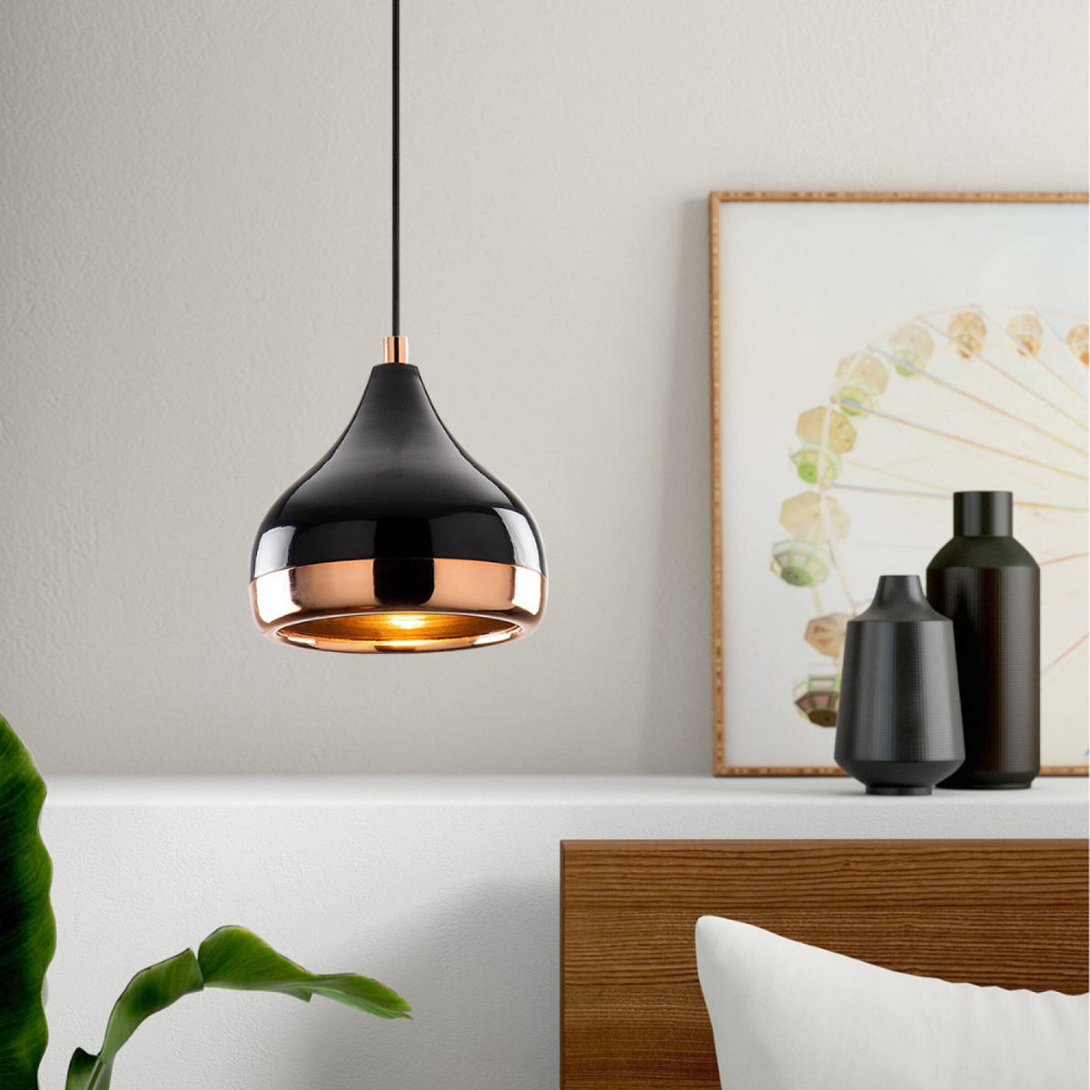 HÄNGELEUCHTE maya farbe schwarz 40w - Schwarz, Metall (17/112/17cm) - Concept Usine