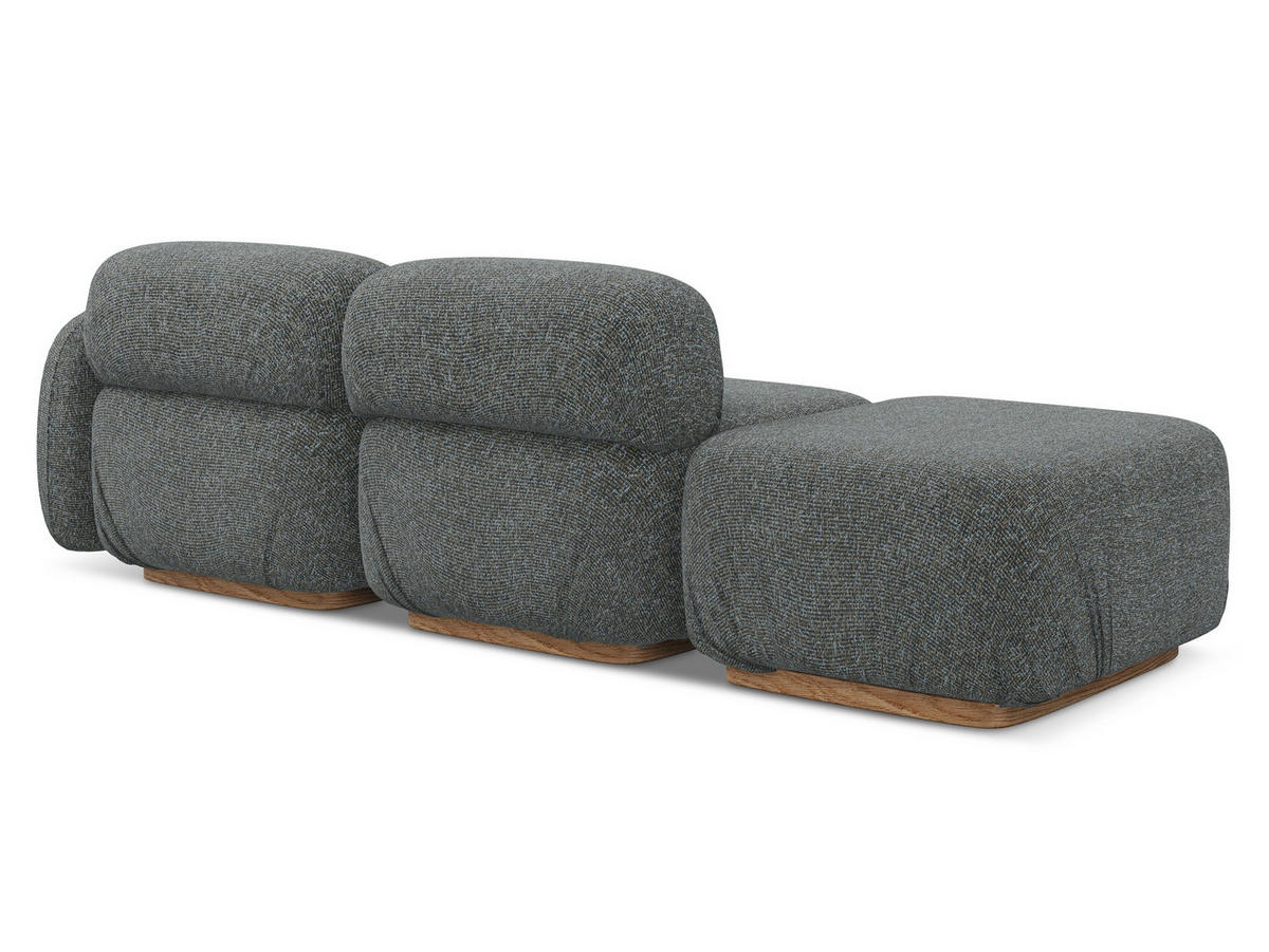 3-SITZER SOFA Links Strukturstoff Stoff Grau - Dunkelgrau/Braun, Holz/Textil (258/73/95cm) - Makamii