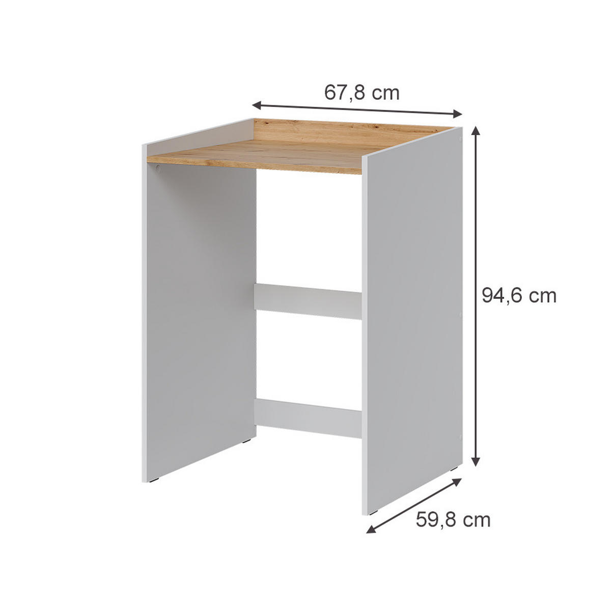 WASCHMASCHINENSCHRANK Viktor, Weiß/Artisan-Eiche, 67.8 x 94.6 cm mit erhöhtem Rand - Weiß/Eiche Artisan, Holzwerkstoff (67.8/94.6/59.8cm) - Vicco