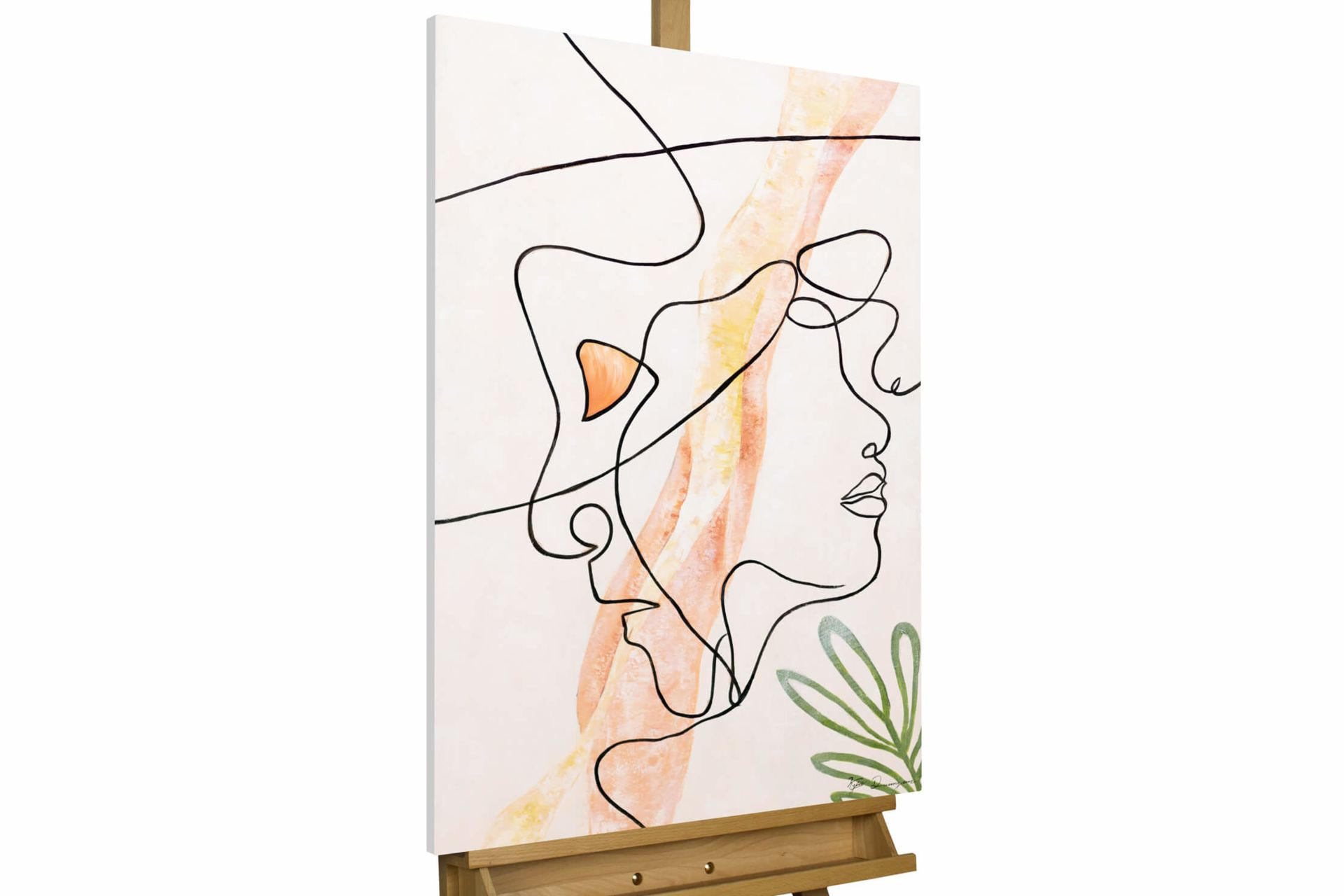 ACRYLBILD HANDGEMALT 60/90 cm - Schwarz/Orange, Holz/Textil (60/90cm) - KUNSTLOFT