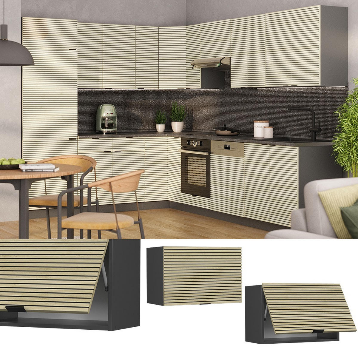 HÄNGESCHRANK Fame-Line Eiche Paneel 60 cm Flach - Eichefarben/Anthrazit, Holzwerkstoff (60/40/34.1cm) - Vicco
