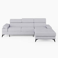 ECKSOFA VENTO Rechts Hellgrau Velours Premium L-Form Couch mit Schlaffunktion & Bettkasten - Hellgrau/Schwarz, Holz (261/190cm) - Barchello