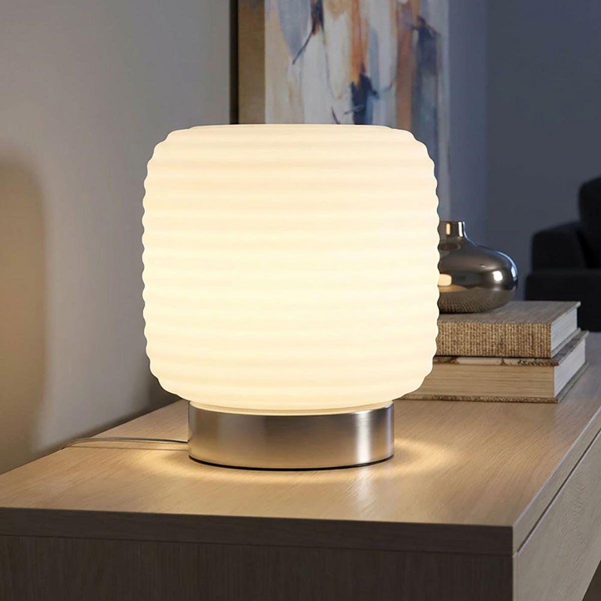 LED TISCHLEUCHTE KLADORA Weiß Metall Glas - Goldfarben, Glas (20/20/21.5cm) - Globo Lighting