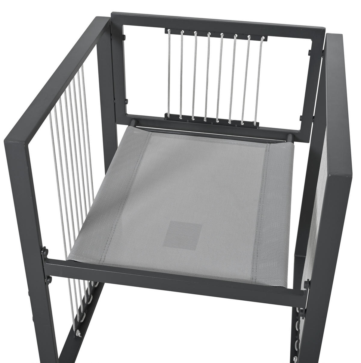 ZAHRADNÍ jídelní set z kovu a skla 117x117x73 cm černobílý pro 6 osob s odolnou konstrukcí - černá, kov - Modfu