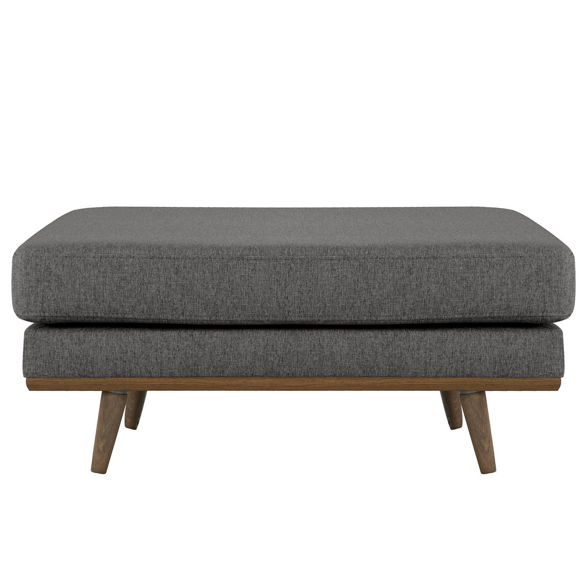 POLSTERHOCKER - Eichefarben/Dunkelgrau, Eichenholz/Textil (85/43/60cm) - home24