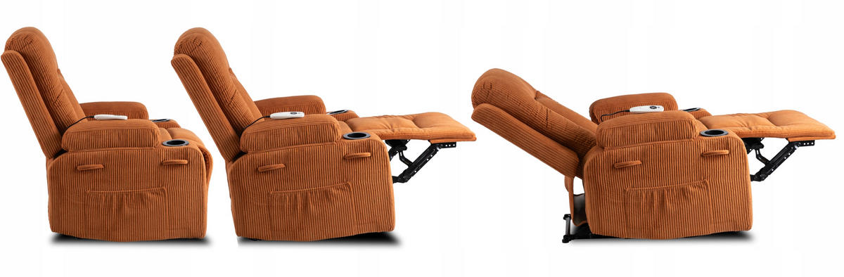 MASSAGESESSEL BOX 2 mit Fußhocker Cord Rost - Braun, Holz/Textil (87/101/85cm) - makarowski meble