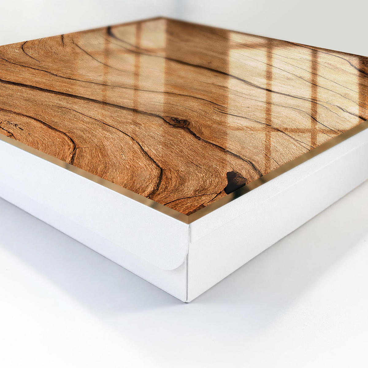 SCHLÜSSELBOX Weiß 30x30 cm – Türöffnung nach rechts - Holzstruktur - Braun, Metall (30/30/5cm) - TULUP