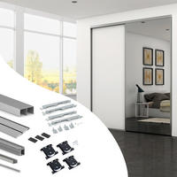HARDWARE SET für Placard 74 2-Schiebe-Kleiderschrank mit sanftem Schliessen, Griff-Modell Sharp, Stärke 18mm, ohne Paneele, Matt eloxiert - Dunkelgrau, Metall (3.4/8/235cm) - EMUCA