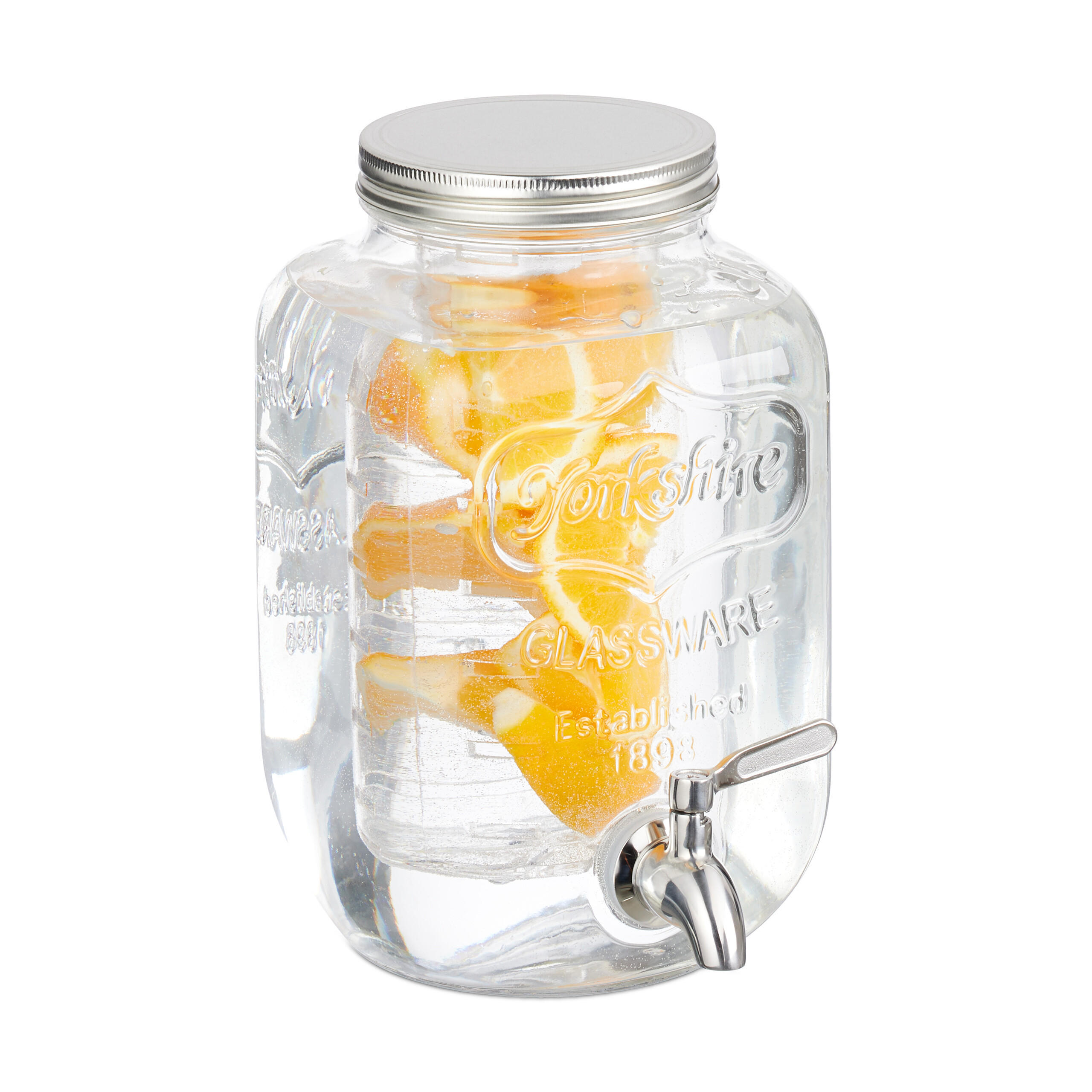 GETRÄNKESPENDER - Transparent, Glas/Metall (4L) - Relaxdays