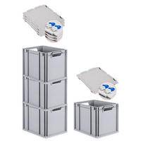 EUROBOX 4x Nextgen Economy Mit Scharnierdeckel Grau/BlauGriffe Offen 30 Liter - Blau, Kunststoff (30/32/40cm) - PROREGAL