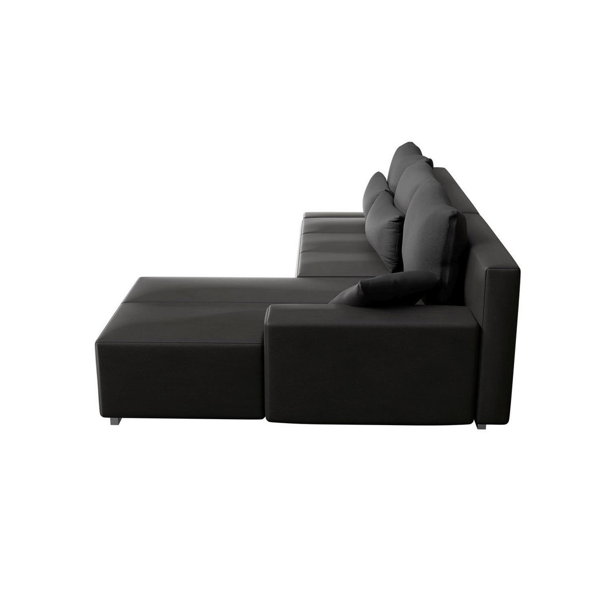 SOFA Davos mit Ottomane rechts dunkelgrau inkl LED - Dunkelgrau, Textil (260/180cm) - Juskys