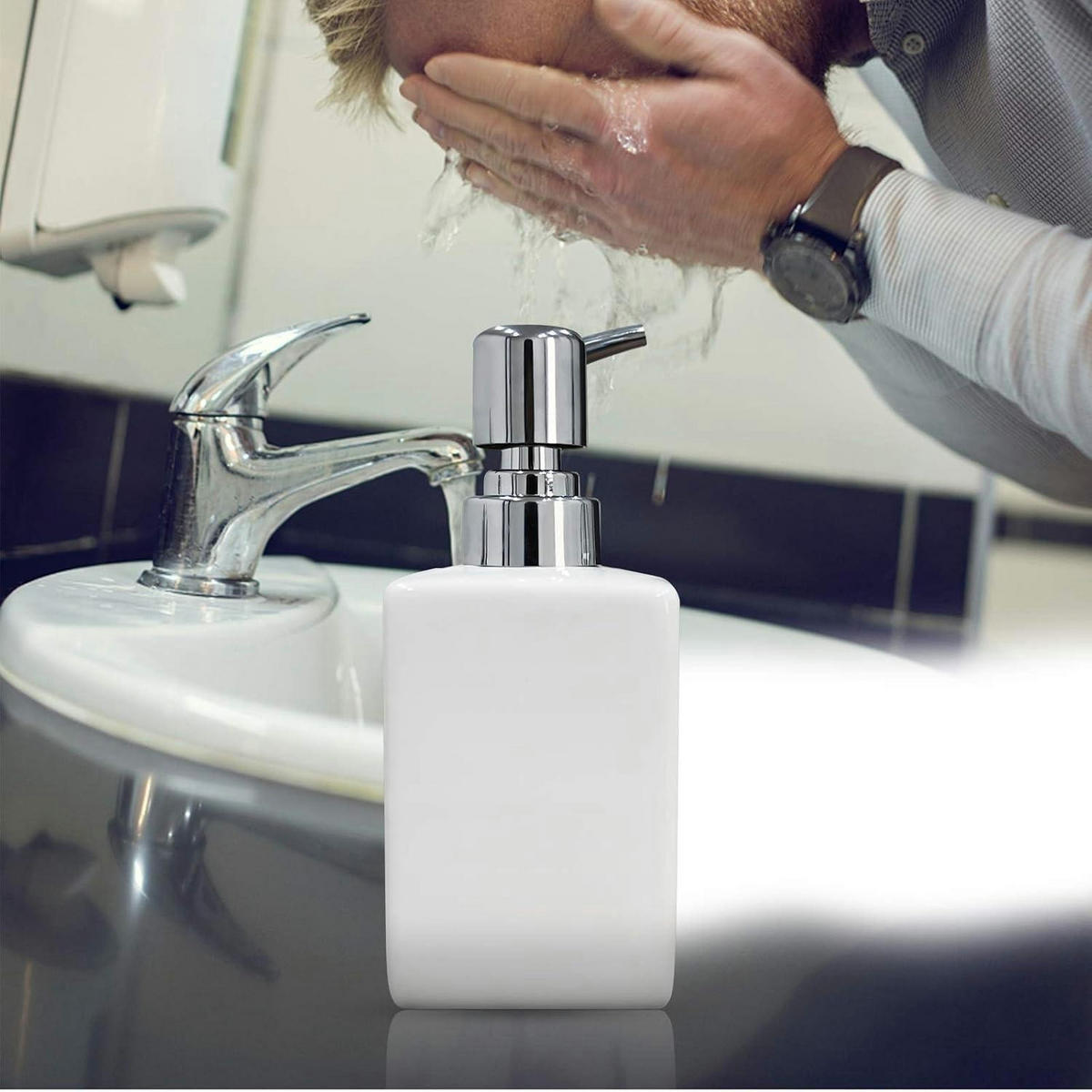 SEIFENSPENDER Keramik Weiß 320 ml - Weiß, Keramik (6.5/16/6.5cm)