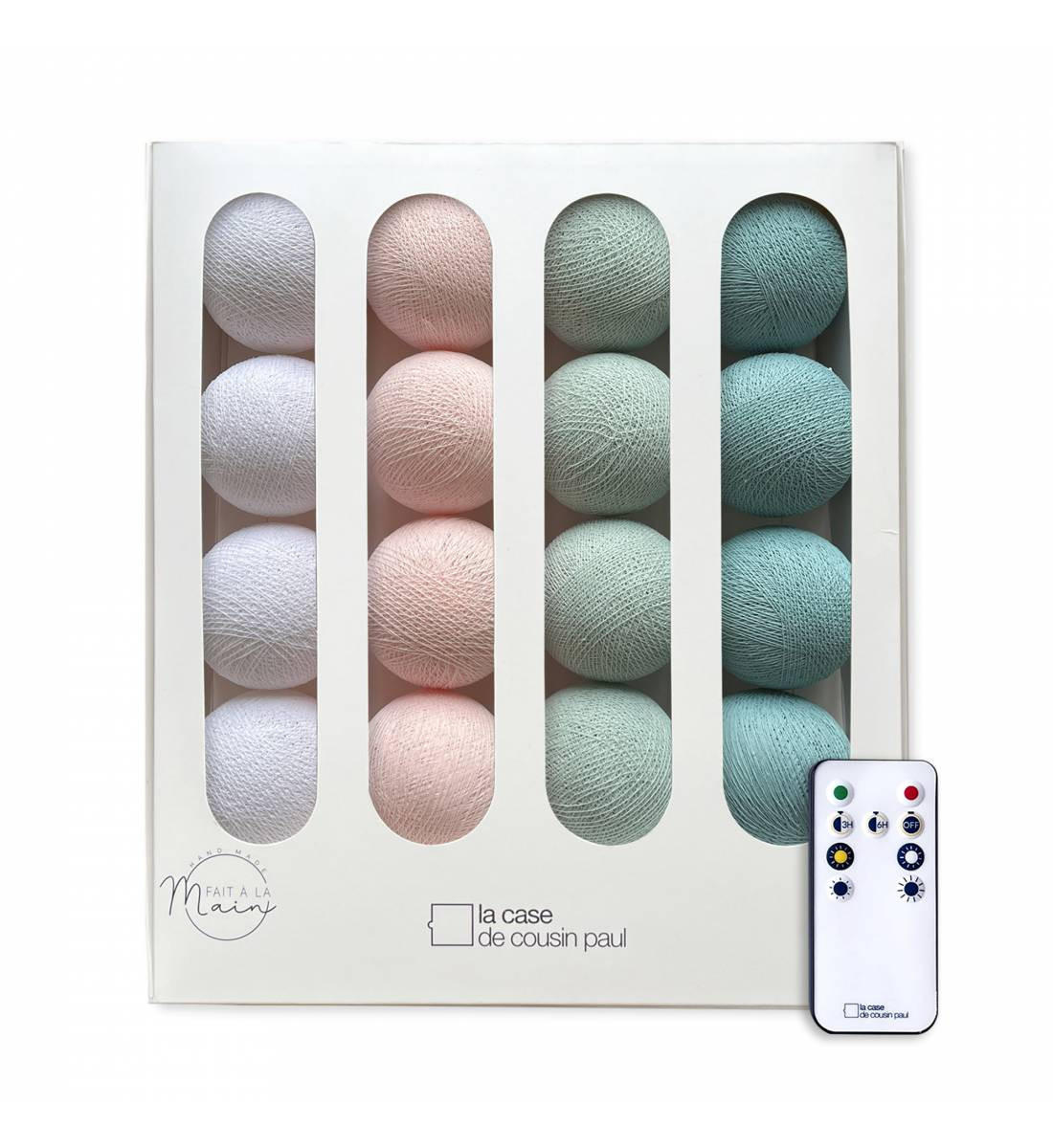LICHTERKETTE LED Boxen - Nymphéas - Pastellfarben - Hellblau, Textil (165cm) - La case du cousin paul