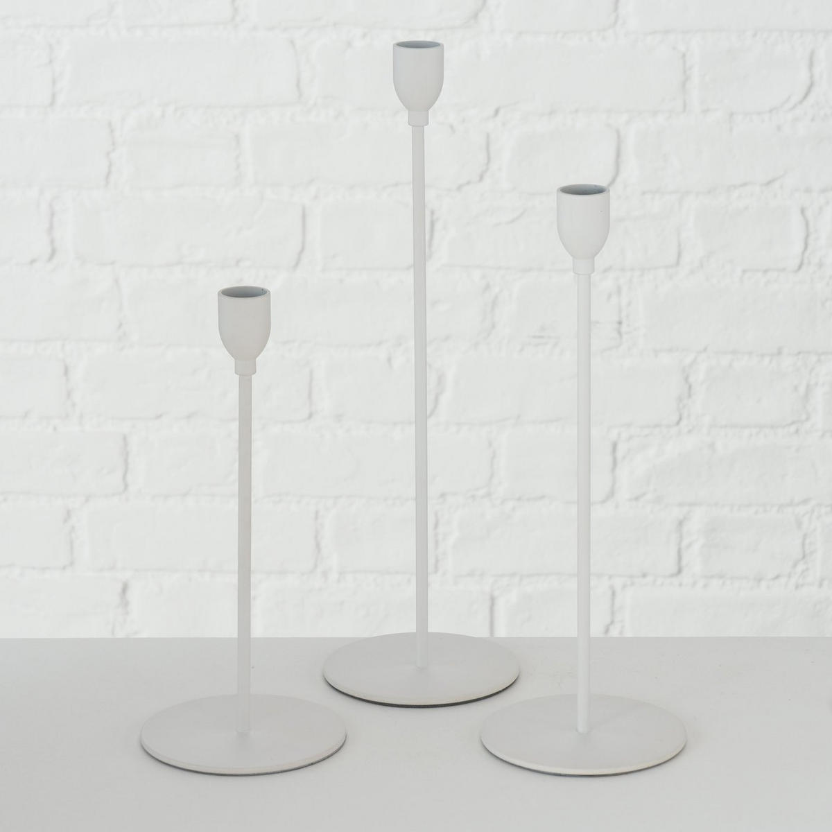 METALLKERZENHALTER 3er Set Malte - Weiß, Metall (10/33/10cm) - Boltze Home