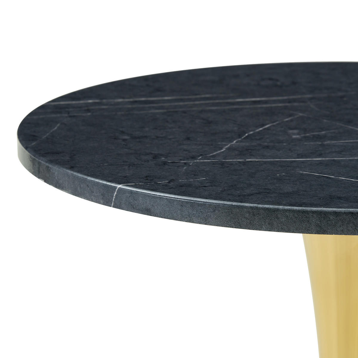 ESSTISCH kleiner runder 60/60/72 cm Schwarz mit goldenen Metallbeinen - Schwarz, Holz (60/60/72cm) - Oxeza