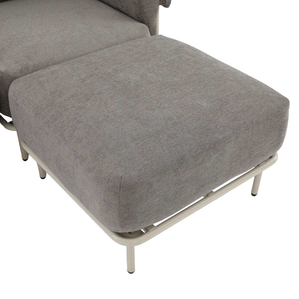 ECKSOFA L-Form modular mit Hocker, DE-42607, Grau - Grau, Metall (251/155cm) - ComfortXL