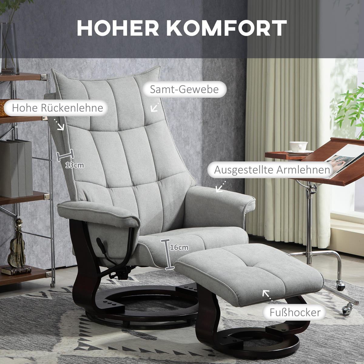 SESSEL Grau 81.0/87.0/113.0cm - Grau, Textil (87/113/81cm)