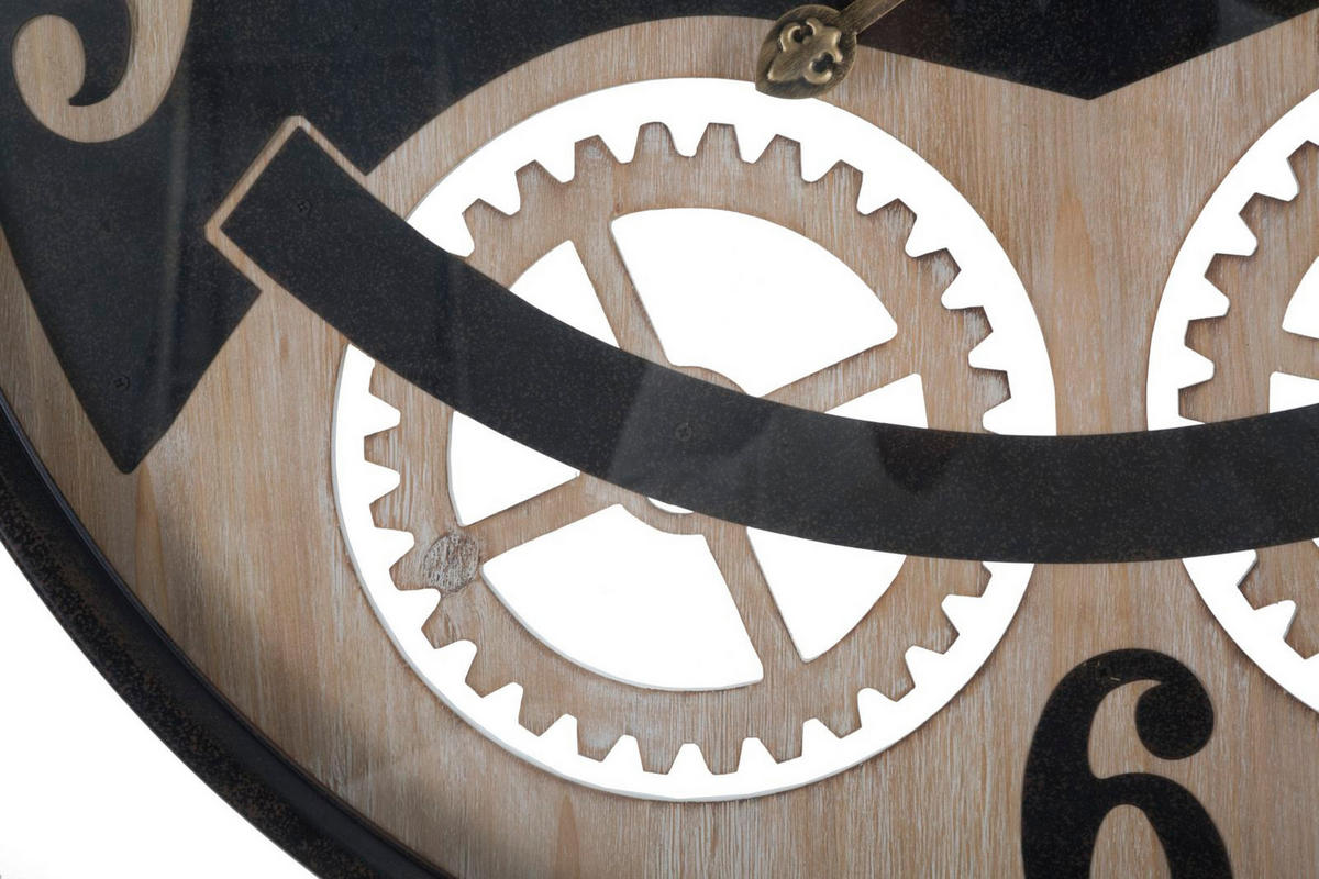WANDUHR Xxx, schwarz und braun, Eisen, MDF und Glas, 67 x 6,5 x 67 cm - Schwarz/Braun, Glas/Holzwerkstoff (67/67/6.5cm) - Mauro Ferretti