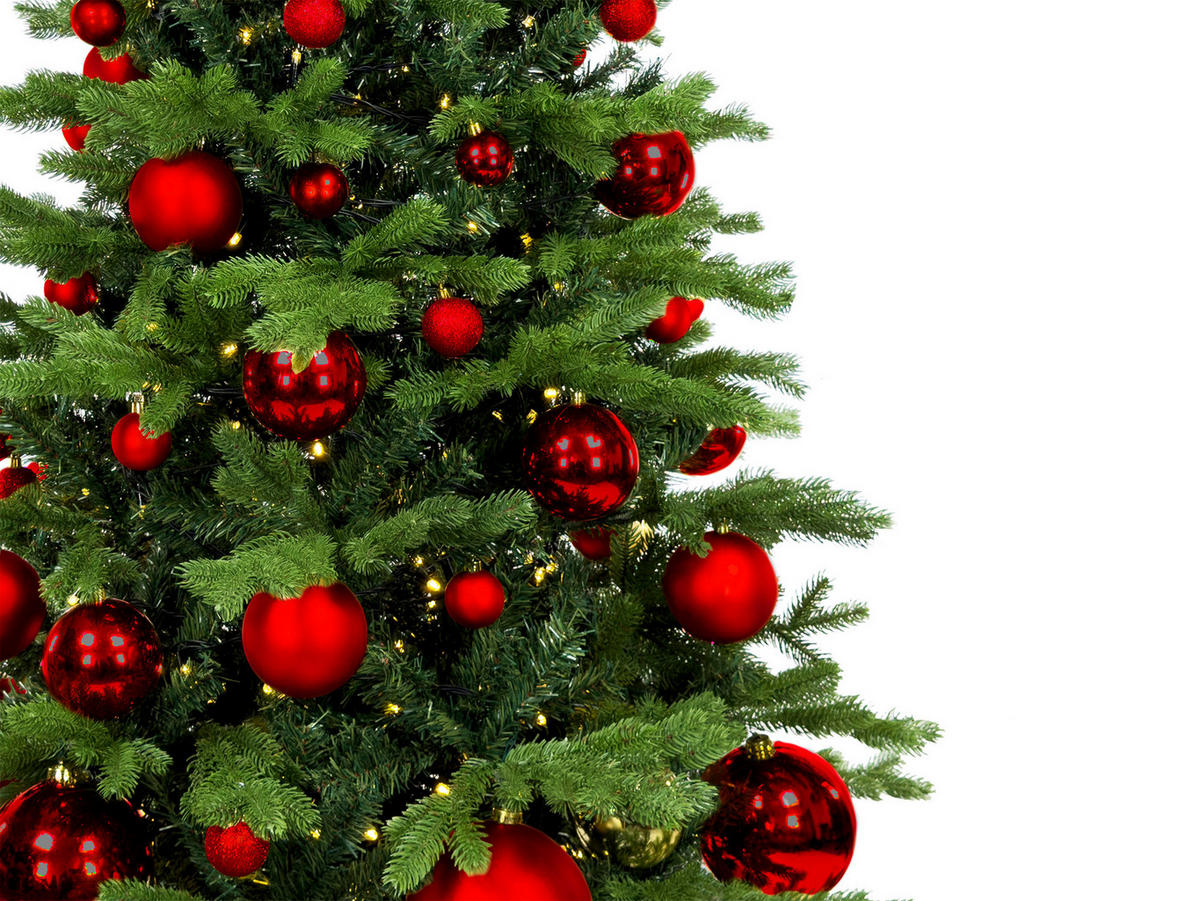 CHRISTBAUMKUGEL-SET 85 Stück in Luxus-Box RED CHRISTMAS für Weihnachtsbaum 240-270 cm - Rot, Kunststoff/Textil (55/50/75cm) - LAALU