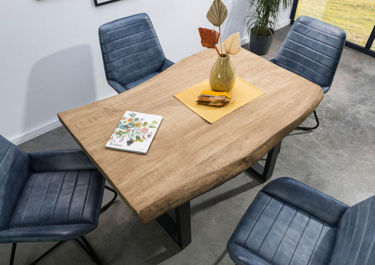 BAUMTISCH Mango 140x90x77 beige lackiert / U-Beine anthrazit matt FREEFORM 5 - Beige, Holz (140/90/77cm) - Massivmoebel24