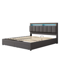 STAURAUMBETT 180/200 cm DE-32460 mit LED-Beleuchtung Grau - Dunkelgrau, Metall (180/200cm) - ComfortXL