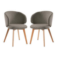 STÜHLE 2er?Set aus stoff und massive Holzfüße 60/55/79 cm - Braun, Textil (55/79/63.5cm) - Calicosy