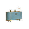 SIDEBOARD MARIA Hellblau Kunstleder - Schwarz/Hellblau, Stein/Metall (150/76/40cm) - KAWOLA