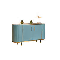 SIDEBOARD MARIA Hellblau Kunstleder - Schwarz/Hellblau, Stein/Metall (150/76/40cm) - KAWOLA