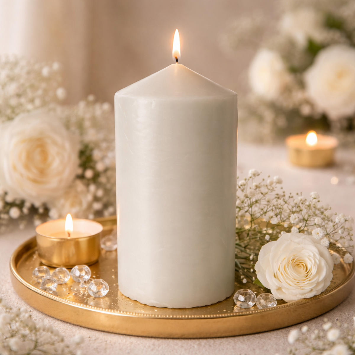 STUMPENKERZEN Ø7cm x 15cm Taupe (4er Pack) - Taupe, Naturmaterialien (15cm) - HS Candle