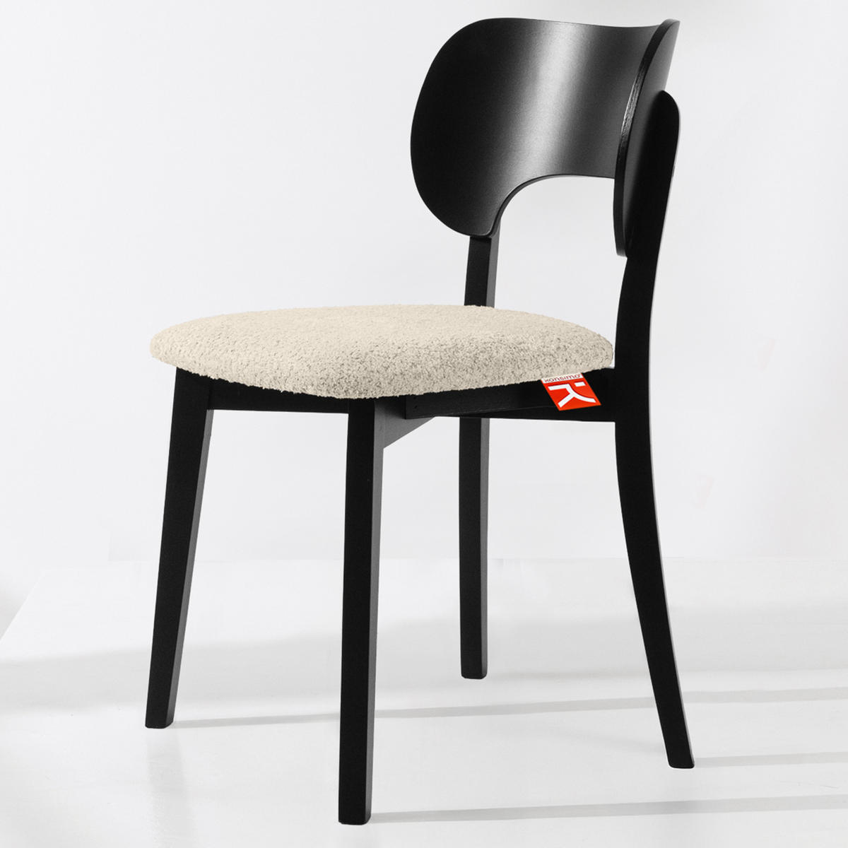 HOLZSTUHL LYCO Esstischstühl 2-er Set, Bouclé - Creme/Schwarz, Holz/Textil (47/80.5/45cm) - KONSIMO®