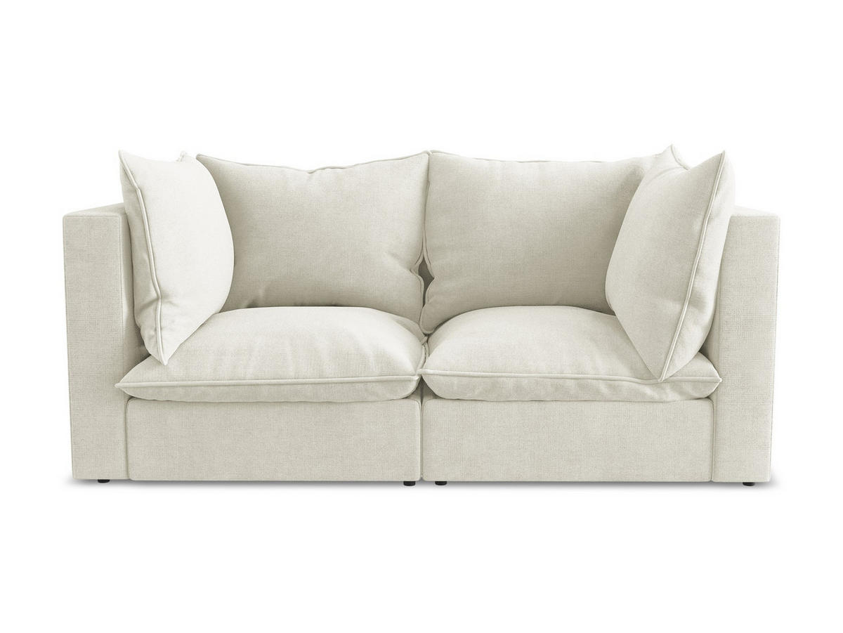 2-SITZER SOFA Strukturstoff Beige - Beige/Schwarz, Holzwerkstoff/Kunststoff (180/77/90cm) - Makamii