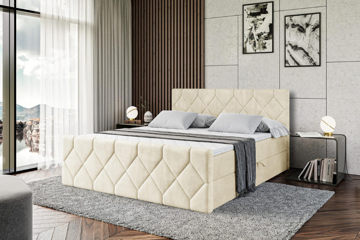 BOXBETT CATOR-Z - 160x200 cm - H3 - Beige - Beige, Holzwerkstoff (160/200cm) - ALTDECOR