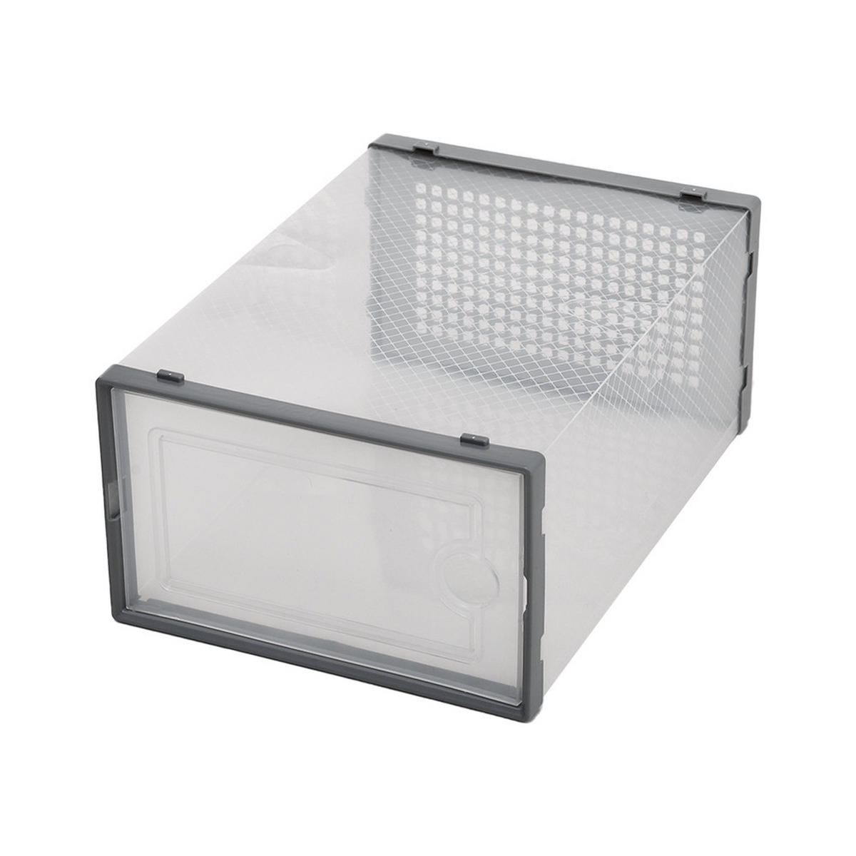 SCHUHBOXEN Kunststoff Grau 12er-set 33x23x14cm- Einfacher doppelrahmen klappbarer mehrschichtiger Aufbewahrungsständer - Grau, Kunststoff (23/14/33cm) - Livingandhome