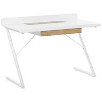 SCHREIBTISCH weiß/heller Holzfarbton 120/60/84 cm Focus - Weiß, Holzwerkstoff (60/120/84cm) - Beliani