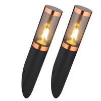 LED AUSSEN-WANDLEUCHTE Edelstahl Schwarz rauch Kupfer 2er Set - Schwarz, Metall (7.6/41/7.6cm) - Globo Lighting