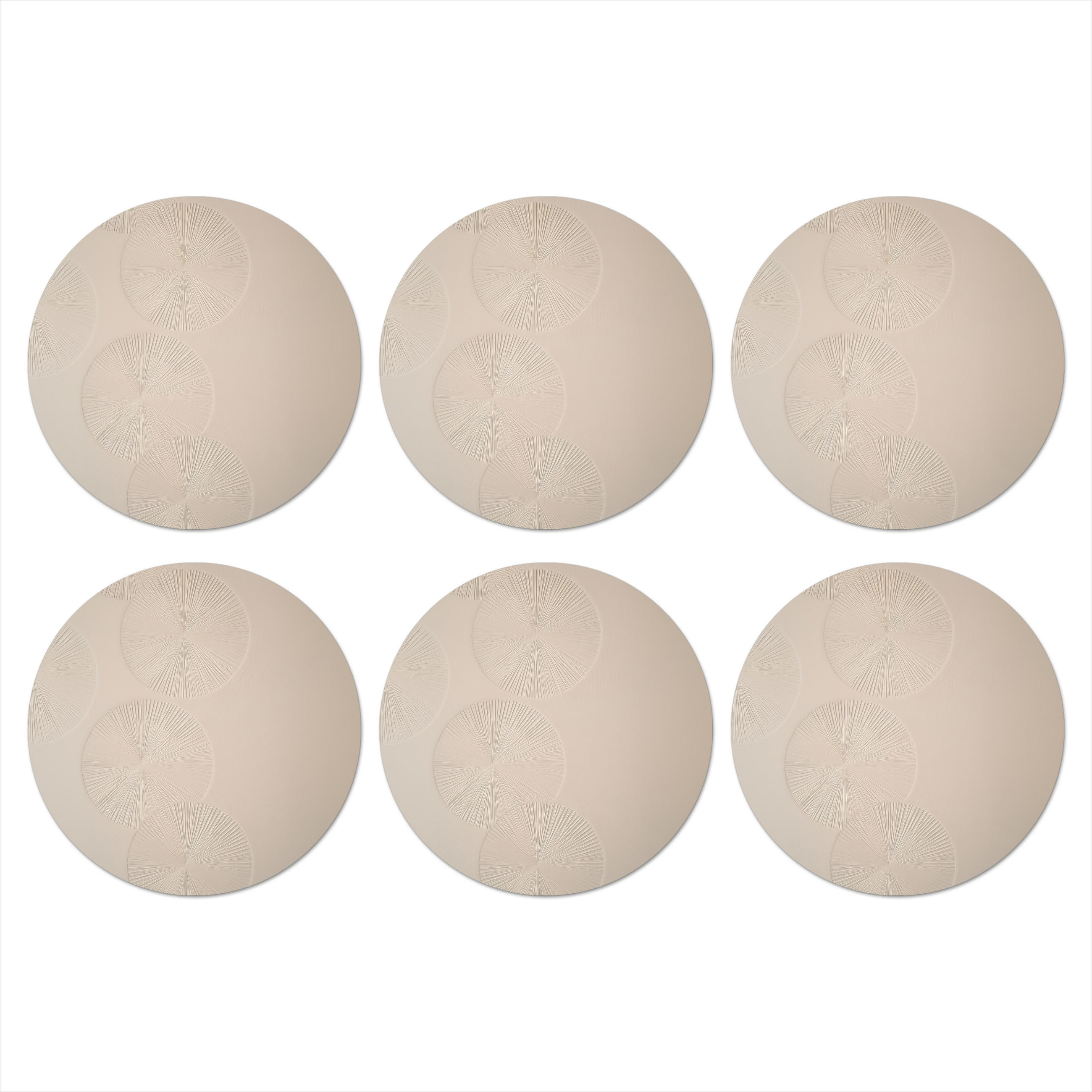 GLASUNTERSETZER 6er-Set Rund Japandi - Beige - Modern 10x10 cm - Beige, Naturmaterialien (10/0.2cm) - MuchoWow