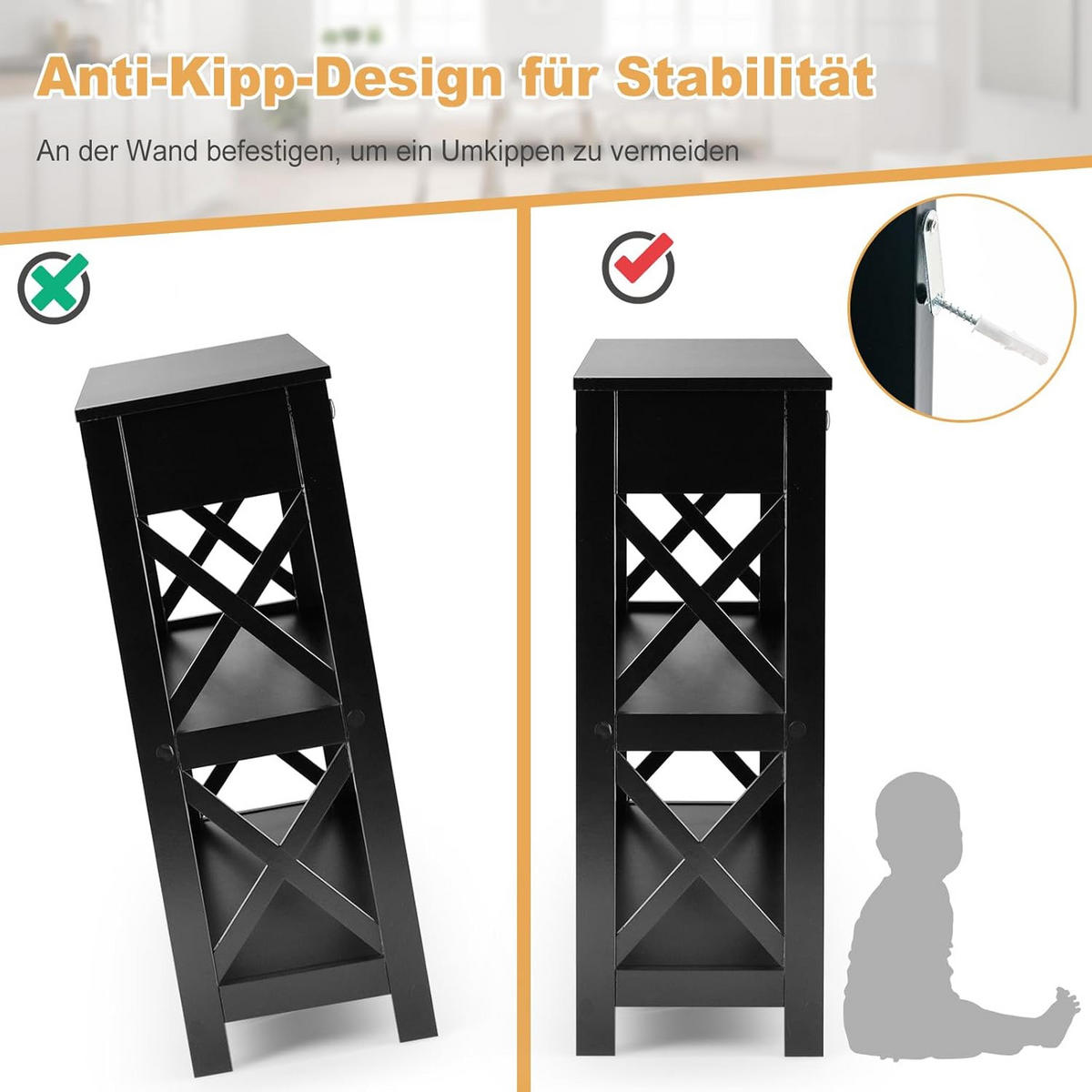 KONSOLBORD 80 cm Svart - Svart, Trä (30/100/80cm) - COSTWAY