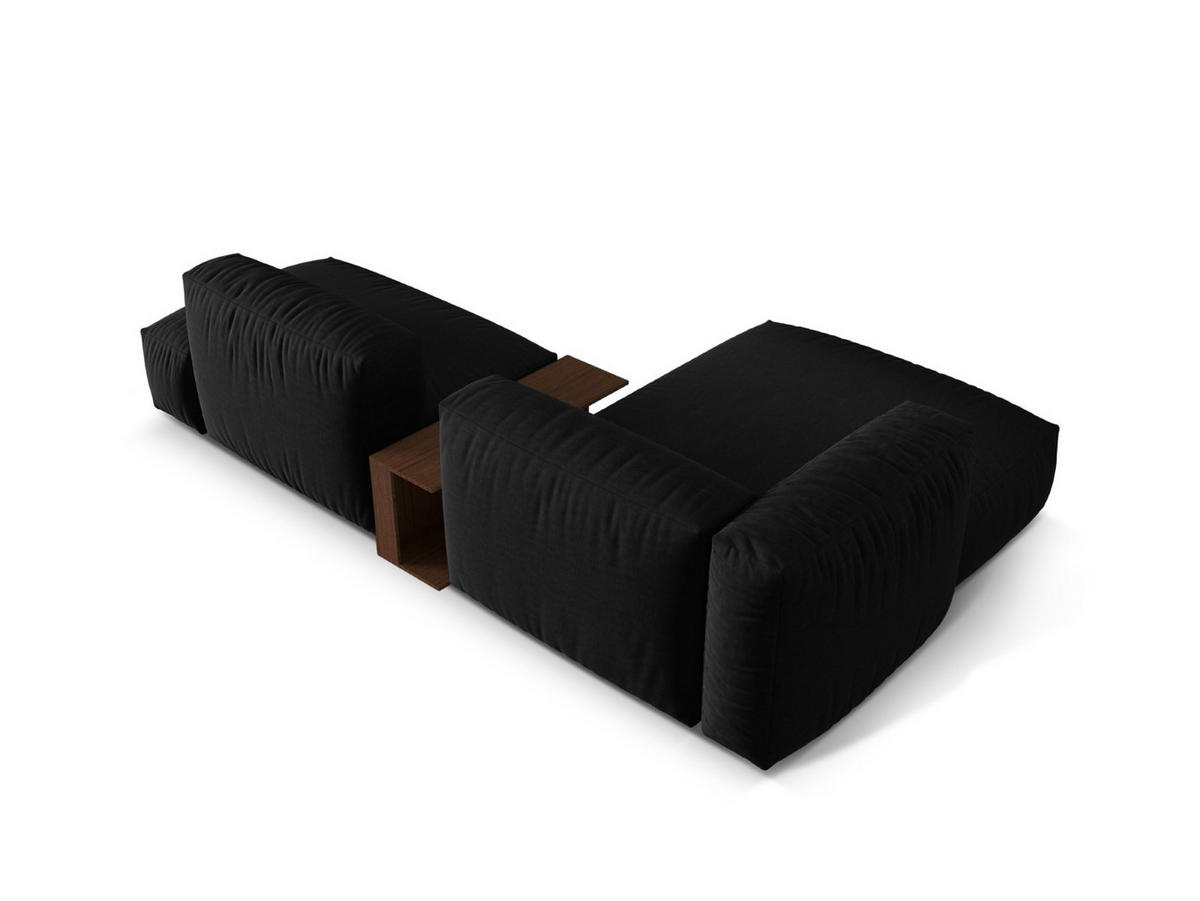 ECKSOFA modular links Martina aus strukturiertem Stoff schwarz 2 Sitzplätze - Schwarz, Textil (176/285cm) - Micadoni