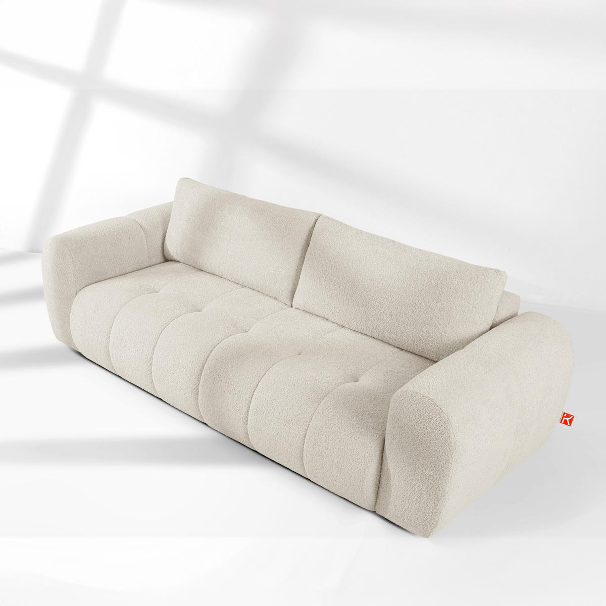 EINZELSOFA LIRA, Weiß, Bouclé - Weiß, Holz/Holzwerkstoff (256/84/112cm) - KONSIMO®