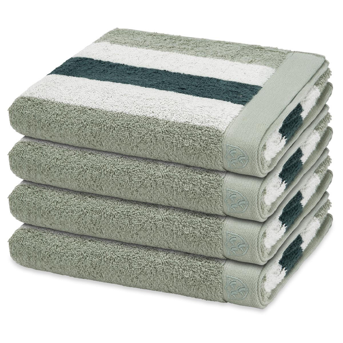 HANDTUCH Doubleface Stripes 4er-Set - Grün, Textil (50/100cm) - Ross