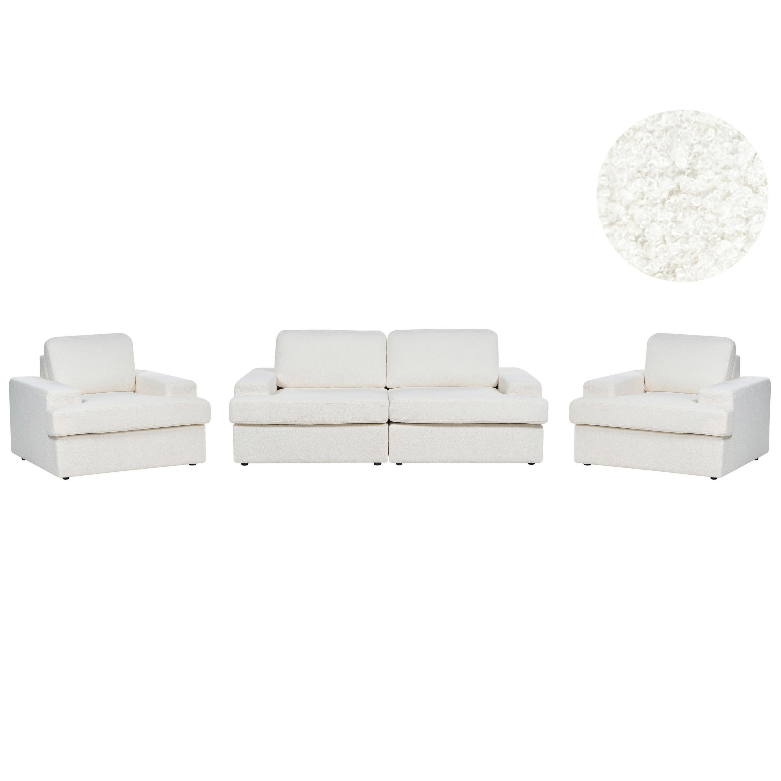 5-SITZER-SOFA SET Bouclé cremeweiß Alla - Weiß, Textil (112/112/208cm) - Beliani