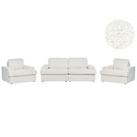 5-SITZER-SOFA SET Bouclé cremeweiß Alla - Weiß, Textil (112/112/208cm) - Beliani