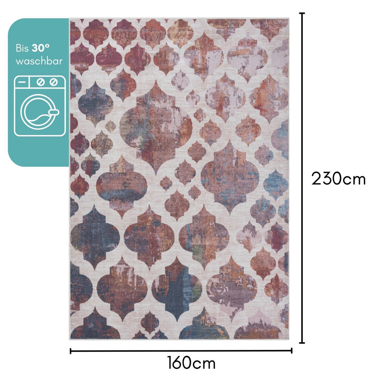 TEPPICH Nile Bordeaux,Petrol,Rostfarben 160/230 cm - Bordeaux, Textil (160/230cm) - My-Rug